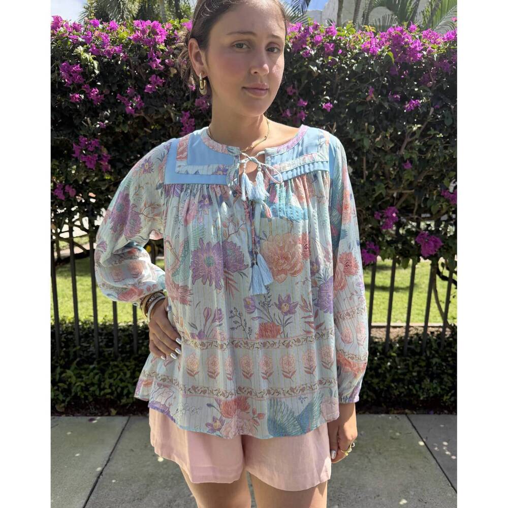 NEW STRAWBERRY PARIS byron long sleeve top in heron blue